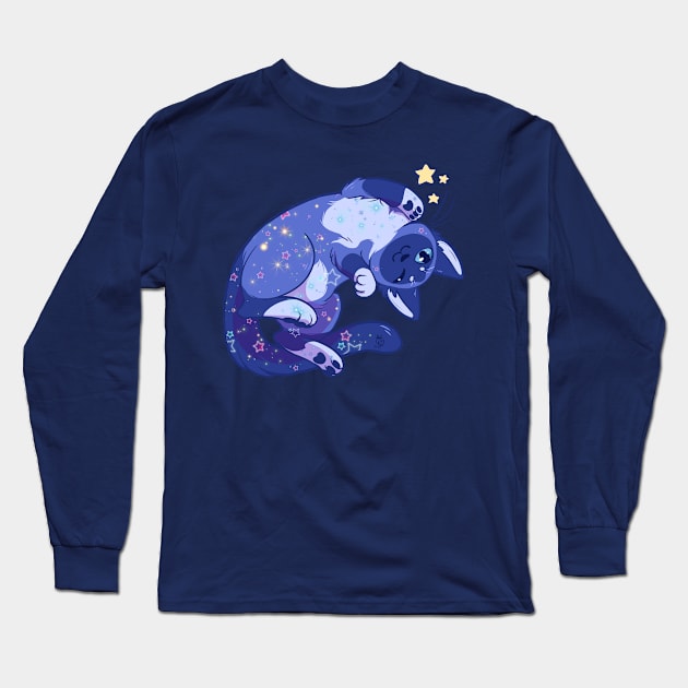 Star-Studded Feline Long Sleeve T-Shirt by LeafBunnyStudios